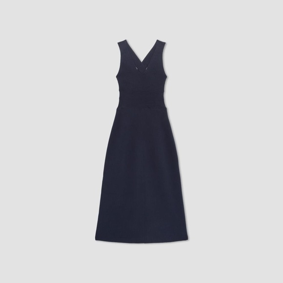 EVERLANE The Ribbed Cotton Cross-Back Dress In Navy - Picture 5 of 9